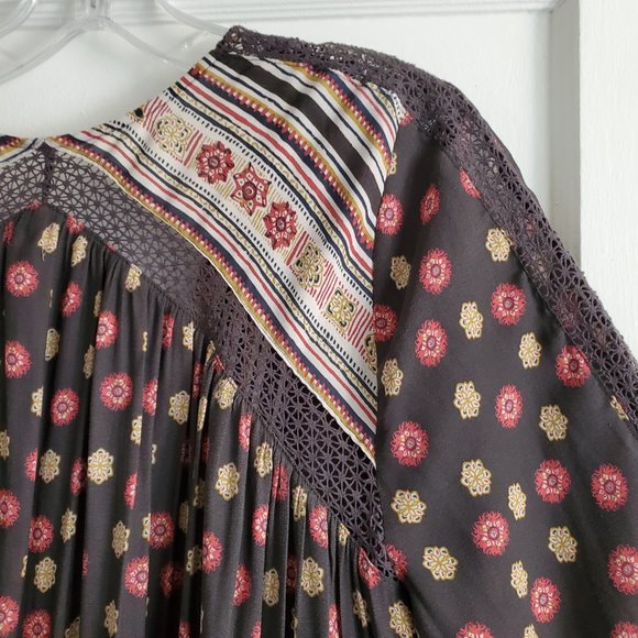 Free People Rain or Shine Boho Long Sleeve Dress in Black Size M - Picture 11 of 16